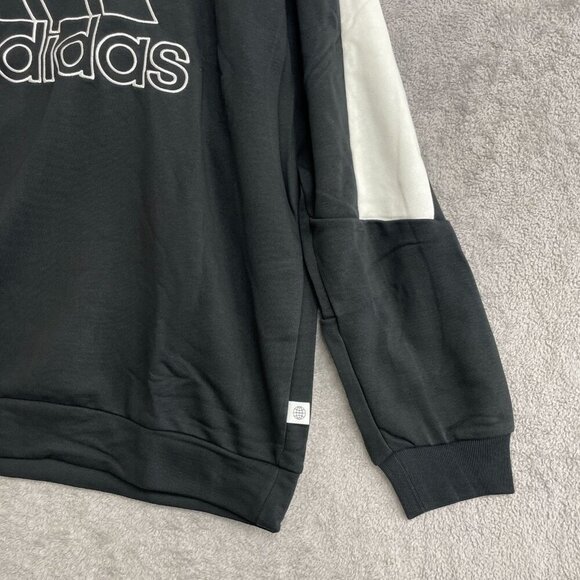 NEW Adidas Men's XL Black White Embroidered Logo Sweatshirt Crewneck - Picture 10 of 11